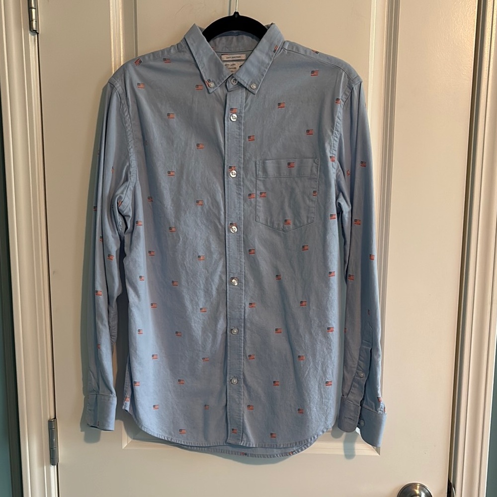 Old Navy Men’s Oxford American Flag Button Down Size Small